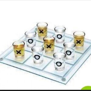 Studio Tic Tac Toe Shot Glass Set - Black and Silver.